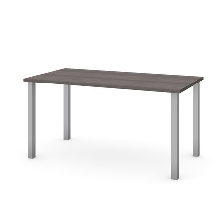 Bestar Universel 60W Table Desk with Square Metal Legs, Bark Grey 65865-47